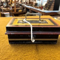 Vintage Metal 2 Tier Cash Box with Lock & Key and Internal Compartments