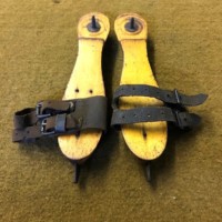 Victorian Child's Wooden Screw On Ice Skates