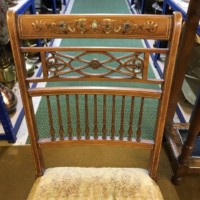 Edwardian Pair of Mahogany Inlaid and Painted Side / Dining Chairs