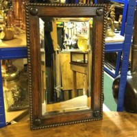 Vintage Arts & Crafts Oak Framed Bevelled Edge Mirror