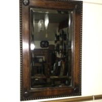 Vintage Arts & Crafts Oak Framed Bevelled Edge Mirror