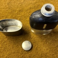 Antique Pewter / Glass / Leather Bound Spirit Flask by James Dixon & Sons Sheffield