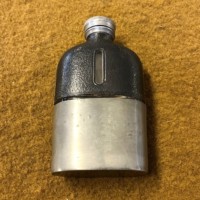 Antique Pewter / Glass / Leather Bound Spirit Flask by James Dixon & Sons Sheffield