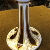 Antique Bohemian Overlaid Ruby Glass Vase / Table Centrepiece