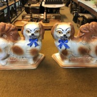Pair of Bo'ness Scottish Pottery Pekingese Fireside Dogs