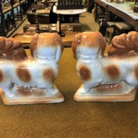 Pair of Bo'ness Scottish Pottery Pekingese Fireside Dogs