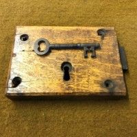 Victorian Hand Made Oak Cased Rim Lock Complete with Key