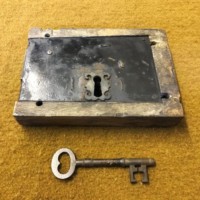 Victorian Hand Made Oak Cased Rim Lock Complete with Key