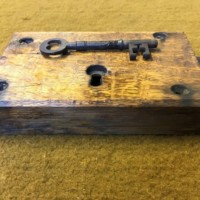 Victorian Hand Made Oak Cased Rim Lock Complete with Key
