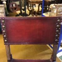 Pair of Spanish Revival Oak and Leather Side / Hall Chairs