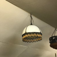 Art Deco Lead and Marbled Glass Light Fitting
