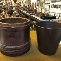 Antique Pine & Bentwood Staved Bucket