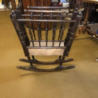 Victorian Beech Folding Cradle on Rockers Canvas Lined Base