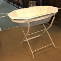 Vintage Aluminium Baby's Bath and Iron Folding Stand