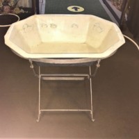 Vintage Aluminium Baby's Bath and Iron Folding Stand