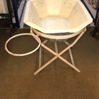 Vintage Aluminium Baby's Bath and Iron Folding Stand