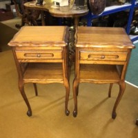 Vintage Pair of Louis XV Style French Oak Bedside Cabinets ﻿