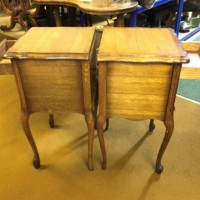 Vintage Pair of Louis XV Style French Oak Bedside Cabinets ﻿