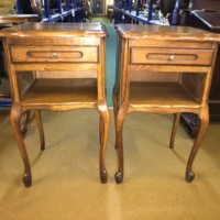 Vintage Pair of Louis XV Style French Oak Bedside Cabinets ﻿