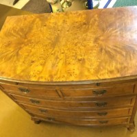 Queen Anne Style Burr Walnut Bow Front Chest of Drawers