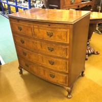 Queen Anne Style Burr Walnut Bow Front Chest of Drawers