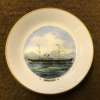 Vintage Royal Worcester Fine Bone China Trinket Dishes Blue Funnel Line Ships 'Agamemnon' and 'Orestes'