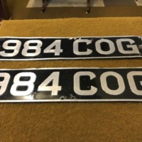 Vintage 1950s Pair of Motor Car Number Plates '984 COG'