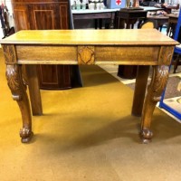 Antique Scottish Carved Solid Golden Oak Hall / Console Table