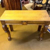 Antique Scottish Carved Solid Golden Oak Hall / Console Table