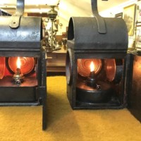 Vintage Pair of Road Worker's Oil Lamps One HARDUN, One GEOPI