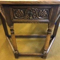 Vintage Carved Oak Canted Hall / Console Table with Grape and Vine Design