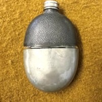 Antique Pewter / Glass / Leather Bound Pocket Spirit Flask