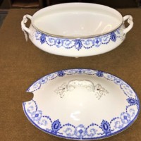 Tureen, Blue Cameo Print