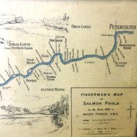 Vintage Fisherman's Map of Salmon Pools on the River Dee by Maude Parker R.W.A.