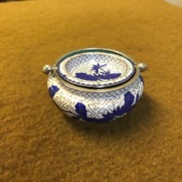 Vintage Chinese Cloisonne Enamel Swing Top Incense Burner / Ashtray