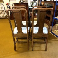 Vintage Set of 4 Mahogany Dining Chairs with Elephant Pattern Seats