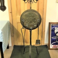 Brass Fireside Stand with Armorial Shield