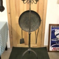 Brass Fireside Stand with Armorial Shield