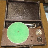 Vintage Portable 45 RPM Gramophone In Faux Alligator Skin Case