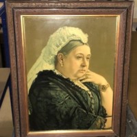 Lithograph Print Seated Widowed Queen Victoria
