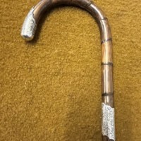 Antique Sterling Silver Mounted Partridgewood Walking Stick