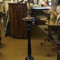Antique Floor Standing Brass and Oak Lantern Lamp