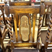 Antique Set of 4 Oak Jacobean Revival Bergère Dining Chairs