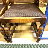 Antique Set of 4 Oak Jacobean Revival Bergère Dining Chairs