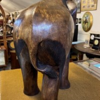 Vintage Large Carved Wood Elephant Figure