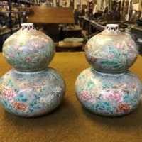 Pair of Chinese Double Gourd Vases