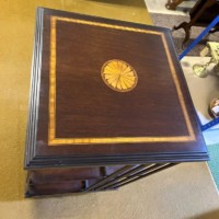 Mid Century Mahogany Inlaid Revolving Bookcase