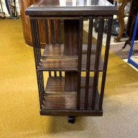 Mid Century Mahogany Inlaid Revolving Bookcase