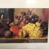 Still Life Print in Gilt Frame Fruit and Butterfly EL Monogram