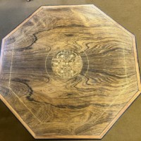Vintage Octagonal Walnut Two Tier Inlaid Occasional Table